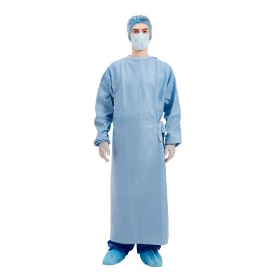 China Water Proof Sterile Spunlace Nonwoven Fabric Surgical Gown SMMS PE PPE Disposable Gown for sale