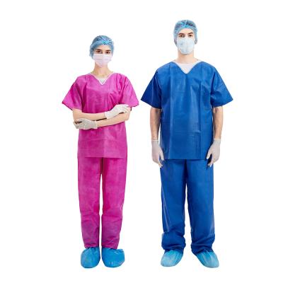 China Wholesale OEM Easy-Care Women Hospital Factory Nurse Skin-Friendly Uniform V-Neck Nursing Scrubs Disposable Uniforms Scrub Suit for sale