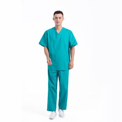 China Fashion Comfortable Design Short Sleeve Scrubs Uniforms Men V Neck Scrubs Set Medical Tops And Pants Scrubs Men for sale