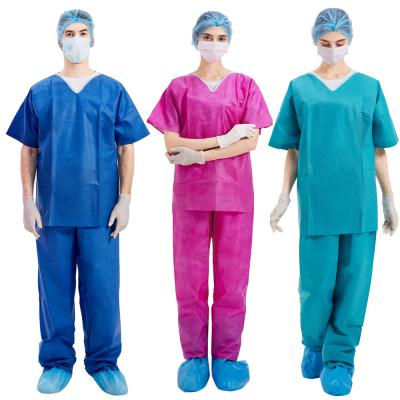 China Disposable unisex hospital SMS seragam scrub suits set for doctors and nurses for sale