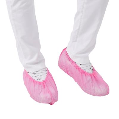 China Custom Disposable CPE Foot Cover Waterproof Non-slip Pink PP Disposable Shoe Cover for sale