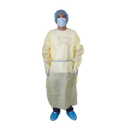 China Blue Front Back Thumb Buckle Front Back SMMS Short Design Factory Stock Shorts Design Yellow Disposable Gowns Isolation Gowns for sale