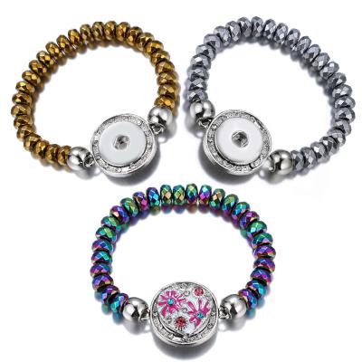 China Wholesale TRENDY Bead Bracelet Jewelry 18MM Charm DIY Snap Button Silver Bling Bead Bracelets Women For 18mm/20mm Snap for sale