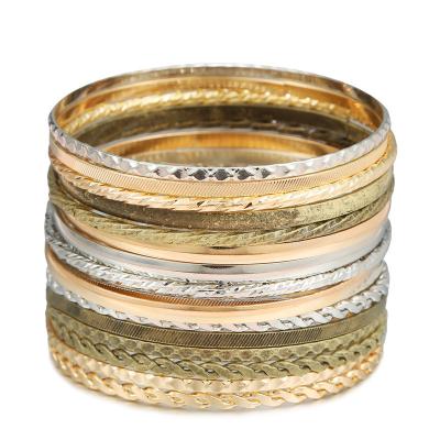 China 2022 Hot Selling Summers Hammered Bracelet TRENDY Boheman 16 PCs/Multi Layer Bracelet Fancy Cuff Bangle Set Jewelry Mixed Colors Set for sale