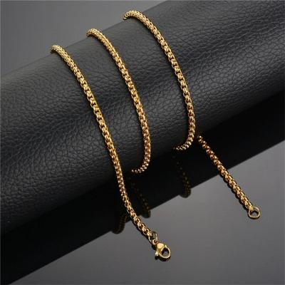 China Wholesale CLASSIC Chain Necklace 18K Square Bead 316 Stainless Steel Gold Plated Box Chain Necklace For Women Man Jewelry Making for sale