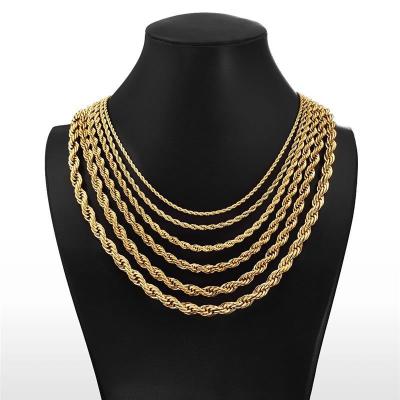 China CLASSIC Wholesale Bulk Jewelry Chain Necklace Stainless Steel High Quality 18K Gold Plated Twisted Chain Necklace For Women Team Pending for sale