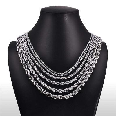 China Wholesale CLASSIC Twisted Stainless Steel Link Chain Twist Rope Chain Necklace Chain 2/3/4/5/6mm Width Silver Necklace For Man Women for sale