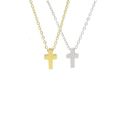 China Small Tiny Tasty Cross Necklaces Wholesale CLASSIC Stainless Steel Faith Believe Cross Pendant Necklace For Women Man Gift for sale