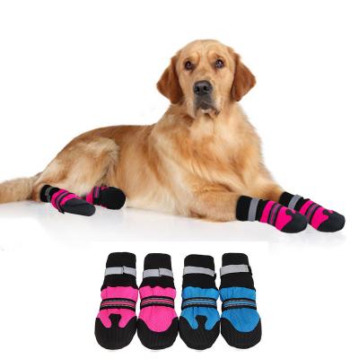 China 4pcs Snow Durable Warm Reflective Waterproof Anti-skid Pet Boots Paw Protector Winter Pet Dog Shoes for sale