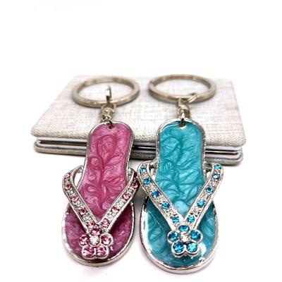 China Wedding Gifts Key Chain 3D Metal Mini Flip Flops Sandals Key Chain Wholesale Keychain for sale