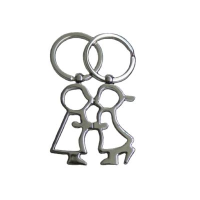 China Cute Romantic Gift Fashion Cartoon Lovers Kiss Double Key Chain For Couples Valentine Wedding Gift for sale