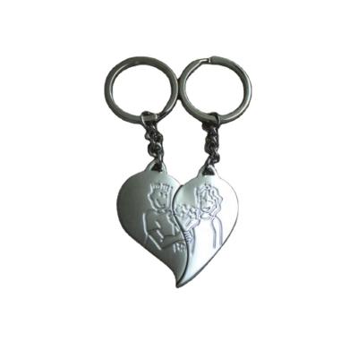 China Custom Half Gift Key Chain Lover Heart Shaped Key Ring Double for sale