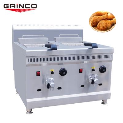 China 2019 Hot Selling Kitchen Wholesale Gas New Arrival Luxury Double Basket 18+18L Deep Fryer for sale