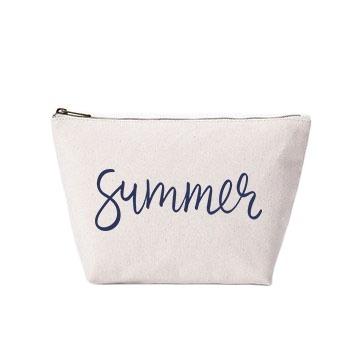 China Lady Custom Natural Biodegradable Organic Empty Cotton Canvas Sublimation Canvas Makeup Bags Pouch Cosmetic Bag for sale