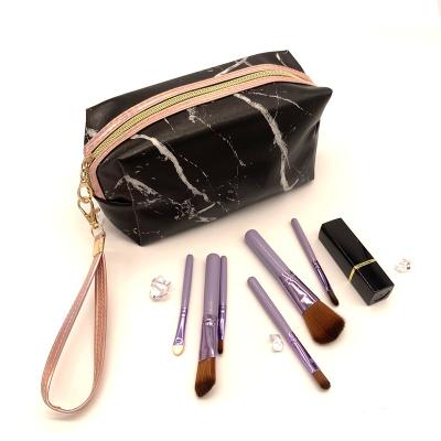 China Luxury Logo Luxury Black Marble Design Fashion Custom Cloth Makeup Cosmetic Brush Bags Pouch Organizer for sale