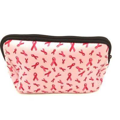 China Full Printing Fashion Vanity Travel Waterproof Women's Pink Zipper Cosmetic Make Up Bag Pouch Recycled Neoprene for sale