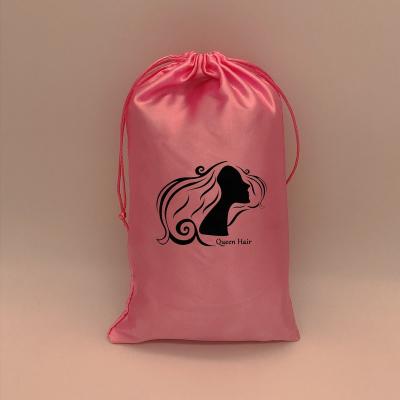 China Private Label Custom Logo Thick Extra Large Pink Satin Gift Storage Silk Drawstring Bags Necklace Earrings Rings Bracelet Organizer For Hair for sale