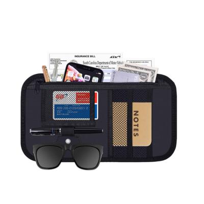 China Durable Auto Interior Organizer Accessories Vehicle Registration Document Card Storage Pocket Car Sun Visor Holder For Drivers Sunglass for sale