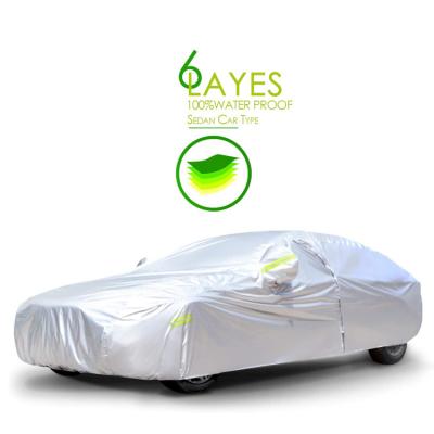 China Car Cover Upgraded Anti Rainproof Sun UV Protection 6 Layers Outdoor Car Waterproof Lightweight Auto Cover Sedan for sale