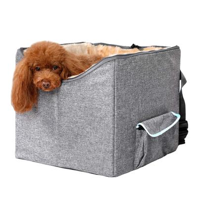 China Breathable Double Sided Dog Cat Car Booster Cushion Storage Pocket Pet Travel Seat with Seat Belt for sale