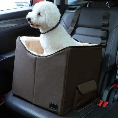 China Washable Double Sided Dog Car Seat Cushion Storage Pouch Pet Travel Dog Car Booster Seat With Seat Belt for sale