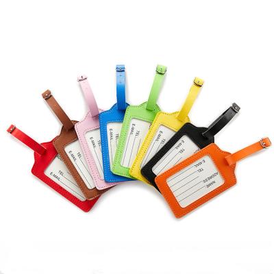 China Baggage Travel Baggage Bag Tag Label , PU Leather Luggage Cruise Tag Holder With ID Card for sale