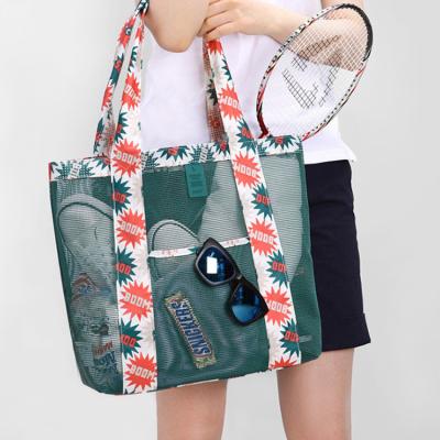 China Large Capacity Beach Tote Women Mesh Beach Bag Travel High Quality Outdoor One-Shoulder Gym Bag for sale