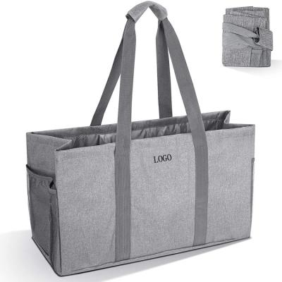 China Soft Oversized Collapsible Reusable Extra Storage Washable Foldable Eco Friendly High Quality Grocery Serving Tote Bag With Interior Side Pocket for sale