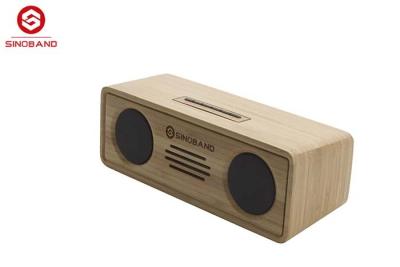 China Small Clear Sound Bamboo Wood Bluetooth Speaker , Stereo Bluetooth Desktop Speakers for sale