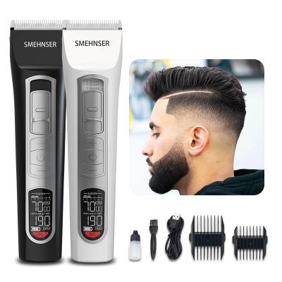 China Newly Designed Outdoor Electric Clippers LCD Display Cordless Rechargeable Low Noise Professional Hair Trimmer for sale