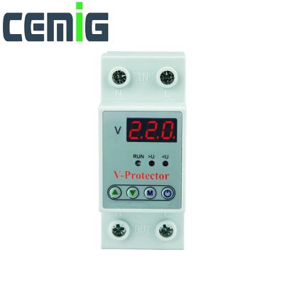 China Cemig Over Din Rail 40A 63A Automatic LED Display V-Protector And Mini Circuit Breaker Undervoltage Protector for sale