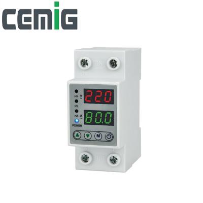 China Cemig VA-Finished Rail 40A 63A Two Row LED Display Automatic Din And Mini Protector Circuit Breaker Overcurrent Undervoltage Protector for sale