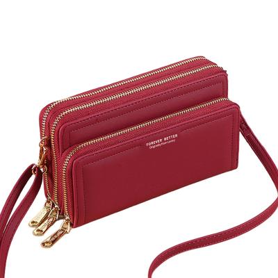 China New Waterproof Women's Wallet Double Layer Double Zipper Large Capacity Long Hand Card Holder for sale