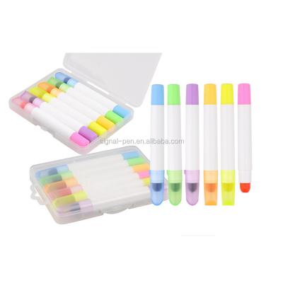 China Promotional Markers & Beautiful Color 5/6 Colors Of Highlighter Bars 1 Plastic Pencil Promotional Highlighter Box Wax Pen Gifts Pen for sale