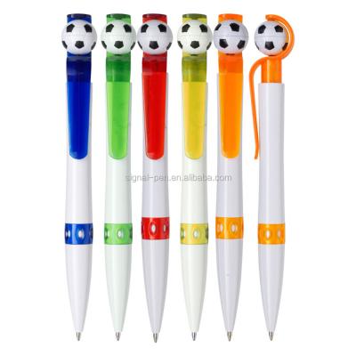 China Pen Novel Design Promotional Ball Pen With Football On Top Colorful Football Pens Promotional Plastic Pens for sale