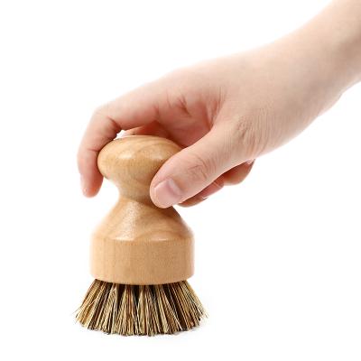 China Mini Beech Wood Viable Heat Resistant Scrub Natural Pot Brush Sisal Cleaning Brush for sale