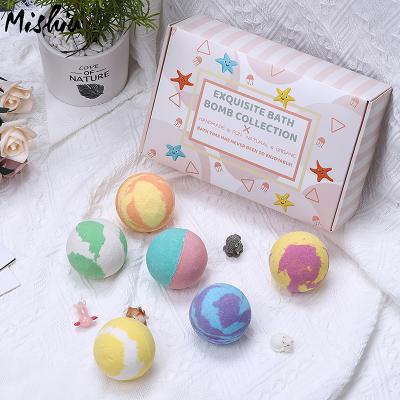 China Exfoliate 6 Handmade Bubble Bath Bombs, Natural Essential Oil And Bath Salt Spa Bath Balls for sale