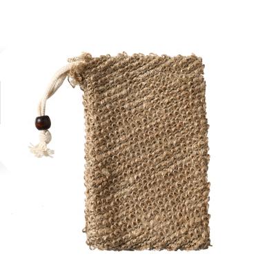 China Household Organic Jute Soap Net Bag Natural Fiber Hemp Soap Bag 9*14cm Mesh Sisal Soap Foam Bag for sale