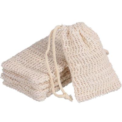 China 12*14CM Organic Household Soap Net Bag Hemp Sisal Eco Soap Bag With Drawstring for sale