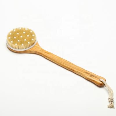 China Wholesale High Quality Spa Bamboo Shower Long Handle Paddle Pig Hair Natural Back Body Brush For Home for sale