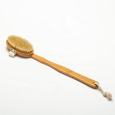 China High Quality Natural Bamboo Paddle Hog Bristle Bath Body Brush for sale