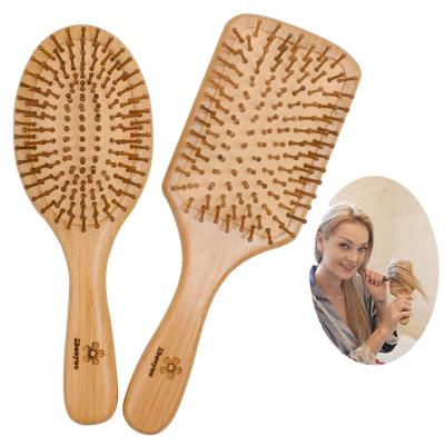 China Wooden Paddle Bamboo Hair Brush - Paddle Hair Brush Set with Bamboo Bristle Reduce Frizzy and Scalp Massage 2 Pcs for sale