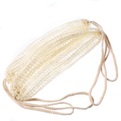 China All Natural Hollow Long Needle Sisal Handmade Handle Exfoliating Sisal Bath Belt with Long Thick Cotton Rope for sale