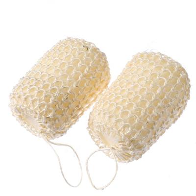 China EXFOLIATE Cylindrical Ball Decontamination Shower Eco Friendly Exfoliating Soft Hemp Sisal Bath Sponge for sale