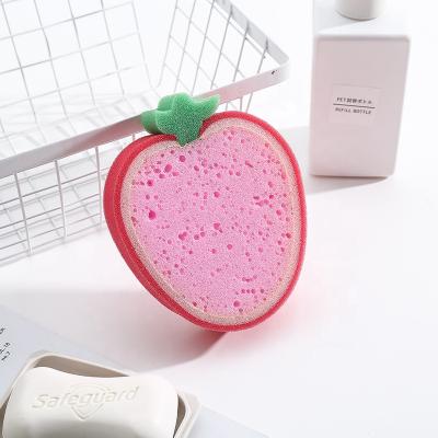 China EXFOLIATE Lovely Colorful Apple Cartoon Customized Soft Clear Environmental PU Bath Clean Sponge For Kids for sale