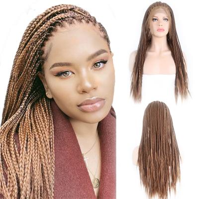 China 2021 Hot Sale Beauty 13X6 Synthetic Hair Braided Wigs Synthetic Lace Front Wig Black 24 Inches Synthetic Braiding Hair Lace Front Wigs for sale