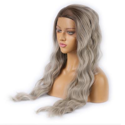 China Synthetic Hair Deep Wave Lace Front Synthetic Wigs For Black Women Cosplay Hair Natural Wavy Long Synthetic Hair Wigs for sale