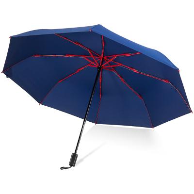 China Modern 21 Inch Red Fiberglass Frame Aluminum Stand Folding Umbrella Manual Open For Can Print Logo for sale