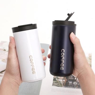 China Sustainable Custom Logo Vacuum Insulated Double Wall Tumbler To Go Reusable Coffee Mugs Reusable Stainless Steel Coffee Mug Cup With Lid for sale