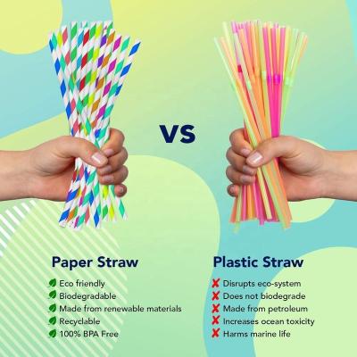 China 100% Biodegradable Plastic Free And Environmental Helthy Party Paper Straw for sale